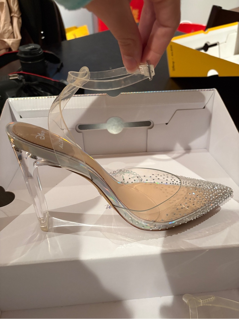 Aldo Clear Crystal Pointed Slingback Heels